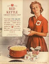1962 Vtg Print Ad Campbell Soups Red Kettle Dry Soup Mix Reto Kitchen Decor Art  picture
