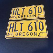 Original Vintage Yellow Oregon License Plate HLT 610 Pair/Set picture