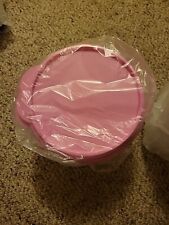 Tupperware Wonders 5 Bowls 1-1/2Cup Cereal Salad Container Pink & CLEAR MEDIUM picture