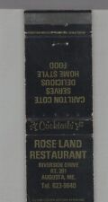 Matchbook Cover - Maine Rose Land Restaurant Augusta, ME picture
