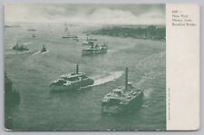 Transportation~Air View New York Harbor From Brooklyn Bridge~Vintage Postcard picture