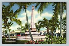 Miami Beach FL-Florida, Fountain, Normandy Isles  Vintage Souvenir Postcard picture