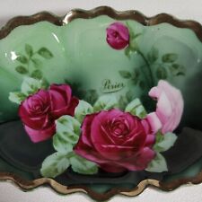 Z S  & CO ZEH SCHERZER Bavaria Pink Roses Display Plate Perier 1880-1918 RARE picture