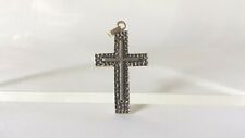 Christian Cross Vintage Solid Sterling Silver 925 Gold Plated Raised Design 1.5