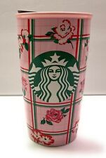 Starbucks ban.do Floral Double Wall Ceramic Travel Mug Tumbler 12 oz Bando Pink picture