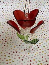Hangable Red Rose Hand Blown Glass Mexican Art Work picture