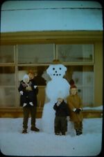 Vtg 1958 Amateur 35mm Slide Photo Snowman Snow Scene picture