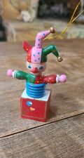 Vintage Jester Jack In The Box Wooden Christmas Ornament Handpainted  picture
