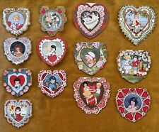 Lot (13) Vintage 1920’s Heart Shaped Valentines Girl Cards Antique Die Cut picture