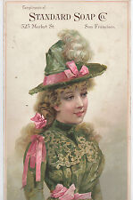 1880s Cardboard Advertising Sign Standard Soap Co San Francisco Pretty Lady  picture