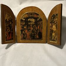 Religious Icon Triptych Nativity Mary Jesus Angels Russian Orthodox picture