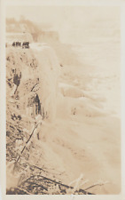 FROZEN NIAGARA FALLS IN WINTER REAL PHOTO POSTCARD NY NEW YORK 1920s RPPC picture