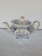 Antique 1800s Blue Transferware Teapot Japan Flowers Ridgeway picture