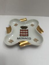 Vintage Monaco Porcelain D'Art Cigarette Ashtray Gold Accents Set Of 2 picture