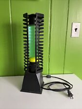 Vintage 80s-90s Large Lava Lamp Table Tower, Neon Yellow CD/Cassette Holder picture
