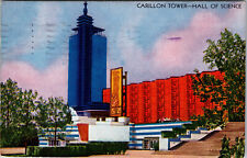 Postcard Chicago 1933 Worlds Fair Carillon Tower Hall Of Science Exposition picture