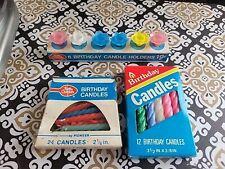 6 Vintage Capri Plastic Flowers Birthday Candle Holders in Package +2 B Candles picture