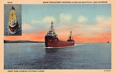 Marquette MI Michigan Harbor Ore Docks Freighter Lake Superior Vtg Postcard A7 picture