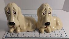 VTG Set Of 2 MCM Sad Eyes Japan Bassett Hound Pup Dog Figurines Laying Down picture