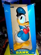 Vintage 1970's Walt Disney Donald Duck Coin Bank By Illco Rubber 11'' NOS In Box picture