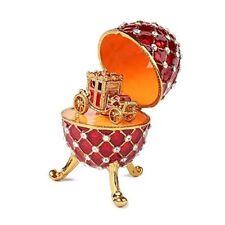 QIFU Vintage Imperial Faberge Egg Style Collectible with Mini Royal Red picture
