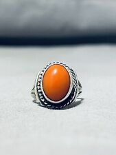 CUTE VINTAGE NAVAJO CORAL STERLING SILVER RING picture