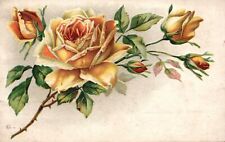 Vintage Postcard 1909 Greetings & All Good Wishes Yellow Flower Design Souvenir picture