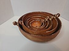 Vintage Primitive Rustic Redware Nesting Bowls Mexican Terracotta Set of 7 picture