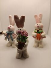Set Of 3 Vintage Polymer Clay Easter Bunny  Rabbits Boy And Girls picture