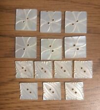 Rare VINTAGE SQUARE CARVED WHITE PEARL SHELL 1/2