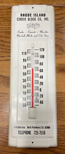 Rhode Island Cinder Block Co. Metal Advertising Thermometer Sign Providence R.I. picture