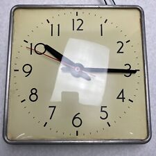 Simplex 507-069 Vintage Wall Slave Clock Thick Glass Metal Square 12.5