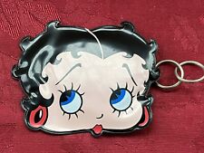 VINTAGE 1994 BETTY BOOP FACE BLACK VINYL ZIP COIN PURSE AND KEYCHAIN EUC picture