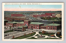 Postcard RI Union Station Train Depot Scenic Aerial View Providence Rhode Island picture