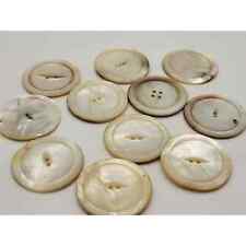 11 Vintage Genuine Mother Of Pearl Round Buttons, 1.5 inches, Two Hole Button picture