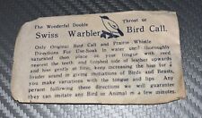 1950’s Vintage Antique Bird Call/Prairie Whistle Swiss Warbler With Directions picture
