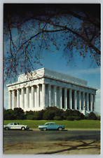 Original Old Vintage Outdoor Postcard Lincoln Memorial Cars Washington, DC USA picture
