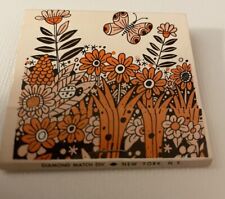 1970’s Mod Flowers With Butterfly Large Matchbook Full Unstruck picture
