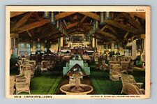 Yellowstone WY-Wyoming, Advertising Canyon Hotel Lounge, c1939 Vintage Postcard picture