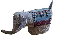 Elephant Shaped Ottoman- Door Stop Unique Bohemian Style Jacquard Fabric & Beads picture