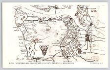 Postcard RPPC Washington Olympic Peninsula Sportsman Tourist Map Vintage picture