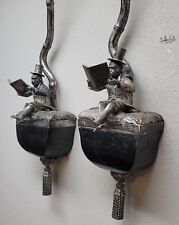 Pair Vintage Maitland Smith Silverplate Monkey Reading Wall Scone Lamps picture