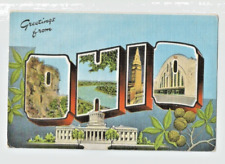 Greetings from Ohio linen postcard unposted picture