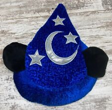 Disney Parks Mickey Mouse Blue Fantasia Sorcerer's Wizard 15” Hat with Ears picture