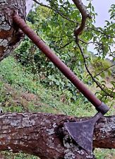 18TH CENTURY FORGED IRON BELT AXE TOMAHAWK ON ORIGINAL ORIGINAL HANDLE SIGNED picture