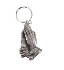 2 1/8TH PEWTER SERENITY PRAYING HANDS KEY CHAIN picture