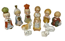 Trim Trends Nativity Set 11 Piece Hand Painted Ceramic In Original Box READ picture