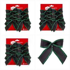 (LOT OF 3pks) 6 Mini Bows Christmas Tree Ornament Decoration Black/Green Trim picture