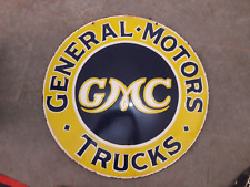 PORCELIAN GMC TRUCKS  ENAMEL SIGN SIZE 30X30 INCHES DOUBLE SIDED picture