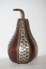 Vintage Wooden Pear decoration Ornate with Metal Embossed Outer Skin picture